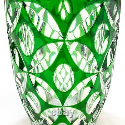 Bohemian Green Cut to Clear Vase, circa 1930