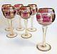 Bohemian Moser6 Lg. Cabochon Cut Art Glass Amethyst Wine Goblets C1900stemware