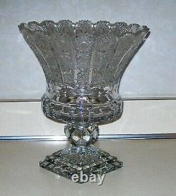 Bohemian Rare Design Czech Crystal Hand Cut Queen Lace Flower Vase 11 x 9 WOW