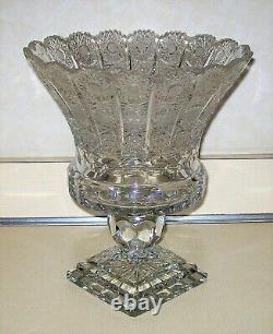 Bohemian Rare Design Czech Crystal Hand Cut Queen Lace Flower Vase 11 x 9 WOW