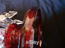 Bohemian Ruby Glass Cut to Clear Lustre Vase 19th Century