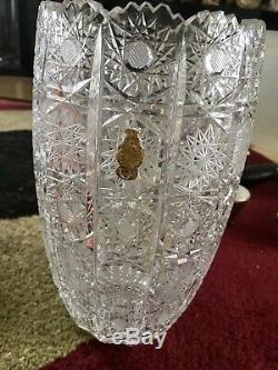 Bohemian Szech Crystal Hand Cut 10 Vase Queen Lace