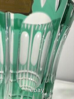 Bohemian West Germany Hand Cut Lead Crystal Emerald Green Glass Vase