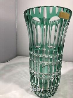 Bohemian West Germany Hand Cut Lead Crystal Emerald Green Glass Vase