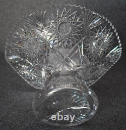 Breathtaking Antique Abp Cut Glass Centerpiece Bowl Fruit Bowl Low Flared Vase