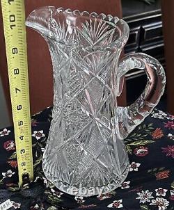 Brilliant Cut Glass Crystal Tankard Water Pitcher Cristal D'arques & Vase