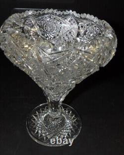 Brilliant Period Cut Glass 8 Tall Bulbous Chalice Vase with Hobstars