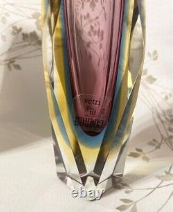Bucella Cristalli Vetri Murano 019 Venetian stacked colored cut glass vase Italy