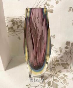 Bucella Cristalli Vetri Murano 019 Venetian stacked colored cut glass vase Italy