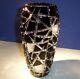 Caesar Crystal Black Vase Hand Cut To Clear Overlay Czech Bohemian Cased