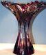 Caesar Crystal Purple Vase Hand Cut To Clear Overlay Czech Bohemian Cased