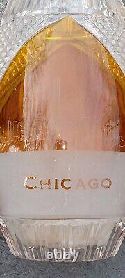CHICAGO Cut Glass/Crystal CHICAGO skyline etched oval shaped heavy thick