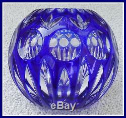 COBALT BLUE Rose Bowl Vase CUT TO CLEAR Lead CRYSTAL Nachtmann GERMANY Bamberg