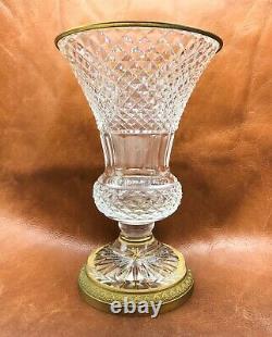 C. 1950s French Baccarat Glass, Compania Vase with Bronze Mounts
