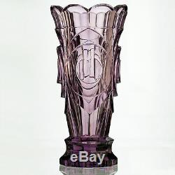 C. 1950s Moser sculptural moulded & cut crystal lilac vase, Zadikow or Eschler