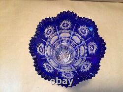 Caesar Crystal Bohemian Cobalt Blue Hand Cut To Clear 8 Vase Czech Republic