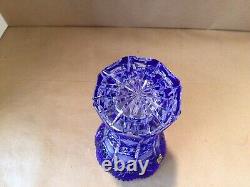 Caesar Crystal Bohemian Cobalt Blue Hand Cut To Clear 8 Vase Czech Republic