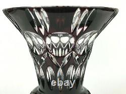 Caesar Crystal Bohemian Cut Dark Amethyst Crystal Bulbous 3-Feeted Vase Spittoon