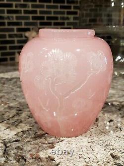 Carder Steuben Rosaline over Alabaster acid cut-back vase art deco