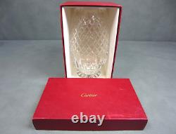 Cartier Cut Crystal Diamond Pattern 9 Barrel Vase Signed with Original Box