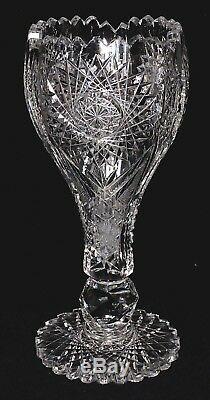 Chalice Vase, 24 pt hobstar, abp, American brilliant cut glass 10t, c1890