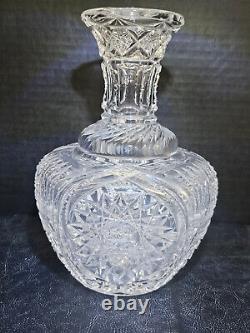 Circa 1900 American Brilliant Cut Colony Crystal Carafe Vase Wine Decanter