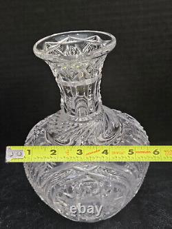 Circa 1900 American Brilliant Cut Colony Crystal Carafe Vase Wine Decanter