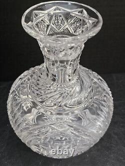 Circa 1900 American Brilliant Cut Colony Crystal Carafe Vase Wine Decanter