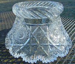 Clark ABP American Brilliant Cut Glass Crystal Punch Bowl Pedestal Base Owl