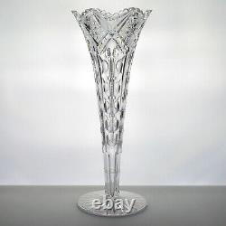 Clark Iris Trumpet Vase, Antique c1905 ABP American Brilliant Cut Vase 13 3/8