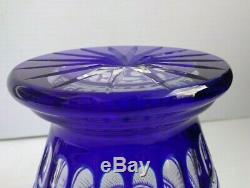 Cobalt Blue Cut To Crystal Vase Wine Cooler Heavy Crystal Legends Godinger