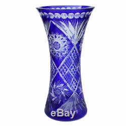 Cobalt Cut to Clear Glass Vase