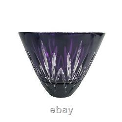 Crystal Cut to Clear Purple Art Glass Vase