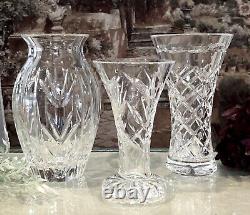 Crystal Vases Vintage Cut Glass Etched Crystal Flower Vases Set of 3 Vases