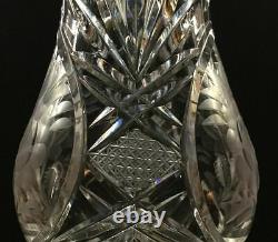 Crystal cut glass vase. American Brilliant Period. Finely cut piece
