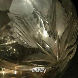 Crystal cut glass vase. American Brilliant Period. Finely cut piece