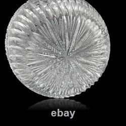 Cut Crystal Vase 11.5 Artist Signed Fans Buttons Daisies Made in Turkey EV501
