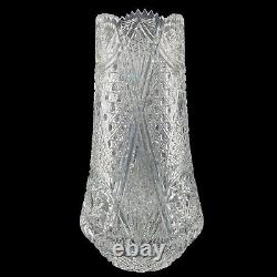 Cut Crystal Vase Artist Signed Large Brilliant Glass Bulb Vase BV100