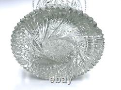 Cut Glass Crystal Vase Hourglass SHARP! Sawtooth Pinwheel Signed Yasemin Turkey