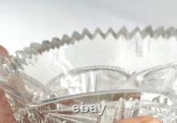 Cut Glass Crystal Vase Hourglass SHARP! Sawtooth Pinwheel Signed Yasemin Turkey