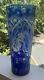 Cut Glass Vase Erotic Theme Blue To Clear