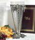Cut Glass Vase In Silver Plated Holder With Grapes Footed Stand Flower Vase