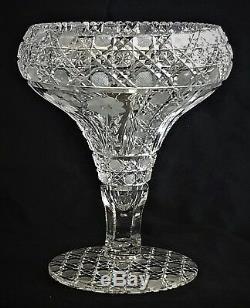 Cut glass Tazza Vase, Compote, Harvard, flower, American brilliant, c1910, 10