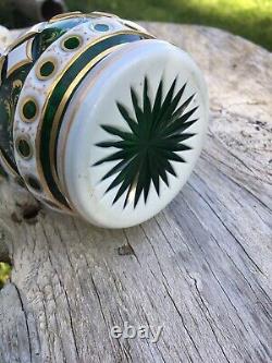 Czech Bohemian Cased Glass Vase White Overlay Cut To Green Moser Josephinenhutte