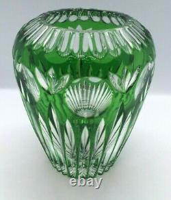 Czech Bohemian Green Cut to Clear Crystal Tulip Vase