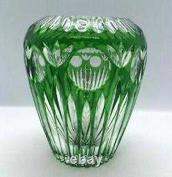 Czech Bohemian Green Cut to Clear Crystal Tulip Vase