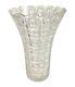 Czech Queen Lace Cut Glass Crystal Large Trumpet Vase Bohemian 12 Inch Heavy
