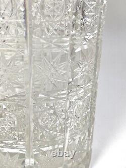 Czech Queen Lace Cut Glass Crystal Large Trumpet Vase Bohemian 12 Inch Heavy
