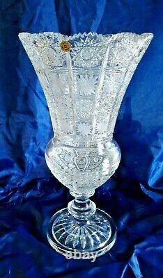 Czech bohemia crystal glass Cut crystal vase 41cm/14 hand made