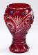Dark Ruby Red Cut To Clear Overlay / Cased Crystal Vase, H24 Cm, Russia